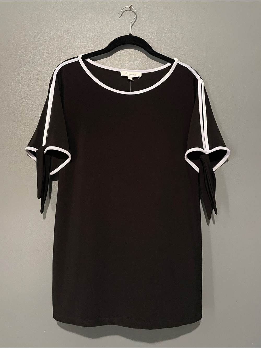 Black and White Relaxed Cut Out Short Sleeve Tee